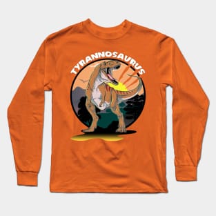 Tyrannosaurus Rex Dinosaur Design With Background Long Sleeve T-Shirt